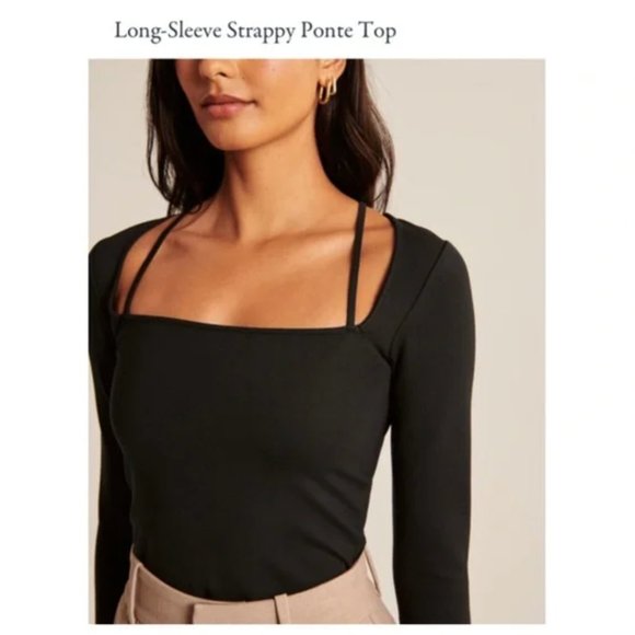 Abercrombie Strappy Ponte Top Black S - Picture 5 of 6